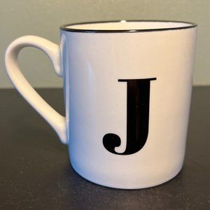 THRESHOLD Letter "J" Initial Monogram Stoneware Mug w/ Metallic Gold Accent